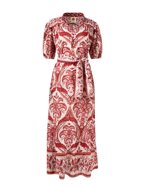 Red and White Floral Print Cotton Dress
