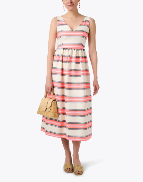 Dominique Multi Stripe Cotton Dress