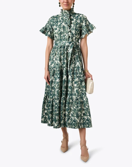 Sadie Green Floral Jacquard Dress