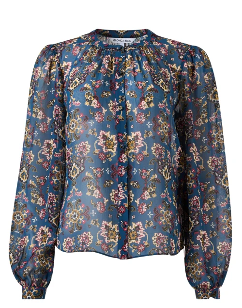 Ashlynn Blue Print Blouse