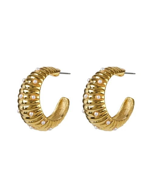Gold and Pearl Hoop Earrings