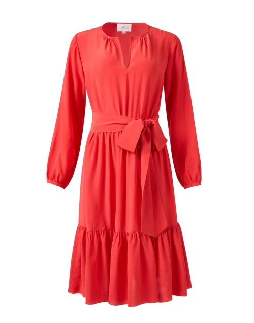 Pauline Coral Print Silk Dress