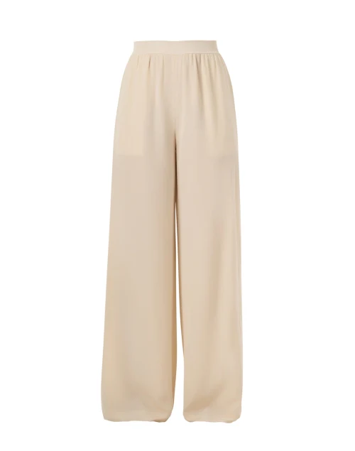 Hulin Ivory Silk Wide Leg Pant