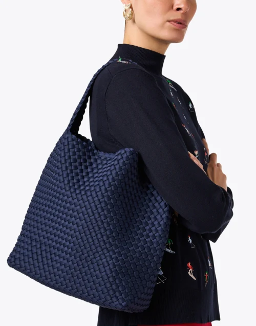 Nomad Ink Blue Woven Hobo Handbag