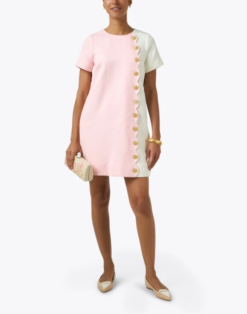 Etta Pink and Ivory Cotton Jacquard Dress