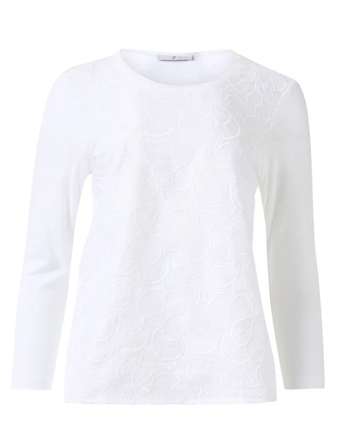 White Floral Embroidered Top