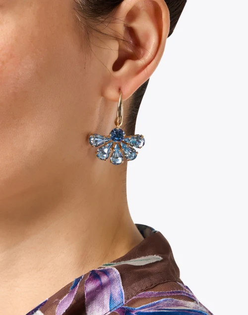 Blue Petal Drop Earrings