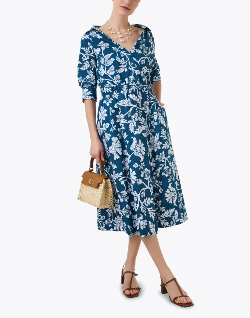Navy Print Cotton Dress
