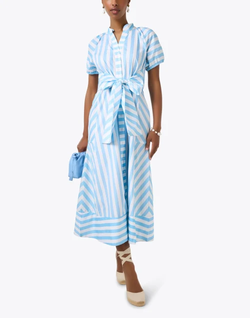 Blue and White Striped Cotton Dress