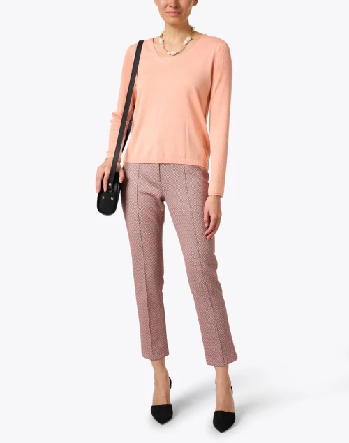 Peach Geo Print Stretch Pant