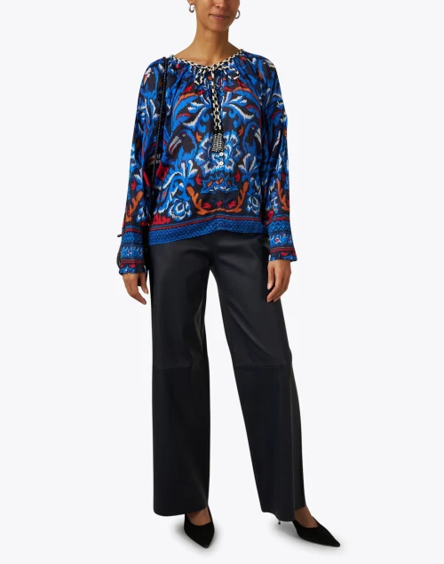 Navy Stretch Nappa Leather Pant