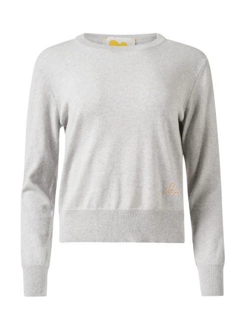 Grey and Beige Embroidered Sweater