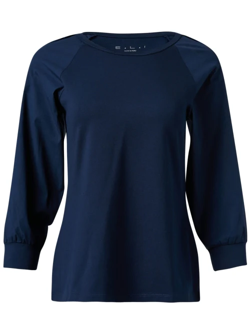 Navy Puff Sleeve Top