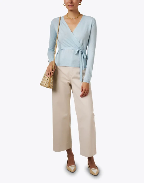 Blue Wool Cashmere Wrap Sweater