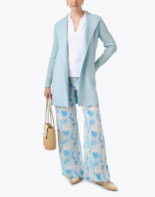 Surf Blue Wool Cashmere Coat