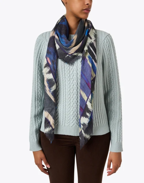Indigo Multi Ikat Cashmere Scarf