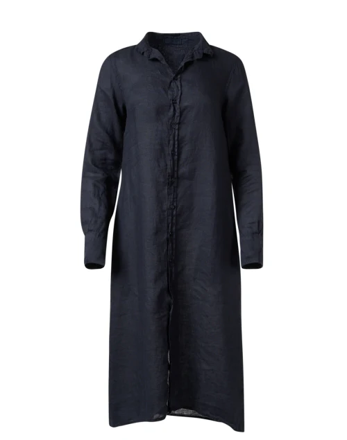 Navy Linen Shirt Dress