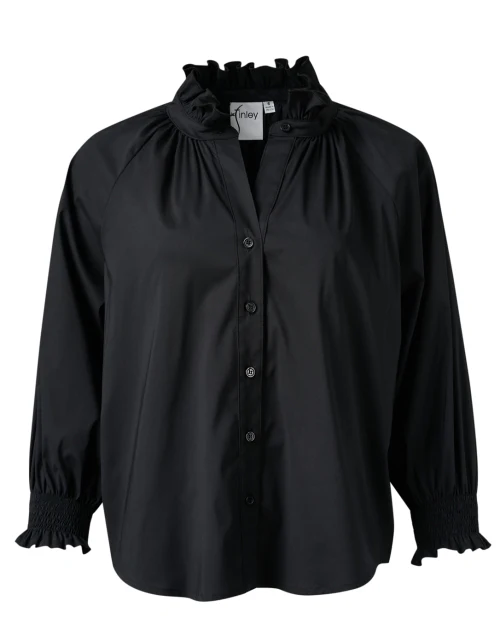 Fiona Black Silky Poplin Shirt