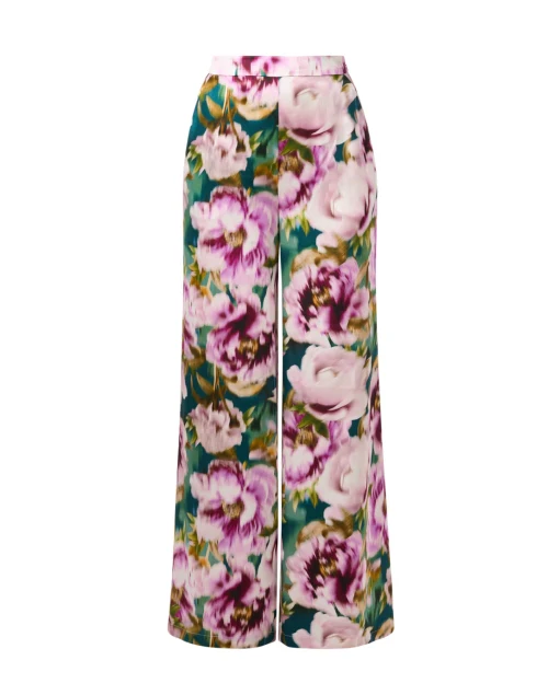 Marta Multi Floral Silk Wide Leg Pant