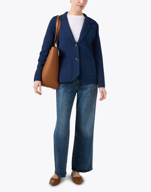 Milly Navy Knit Blazer