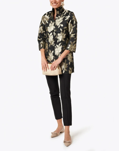 Rita Black and Gold Floral Embroidered Silk Jacket