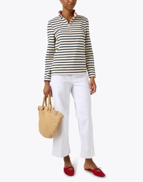 Meri Navy and Ivory Striped Top