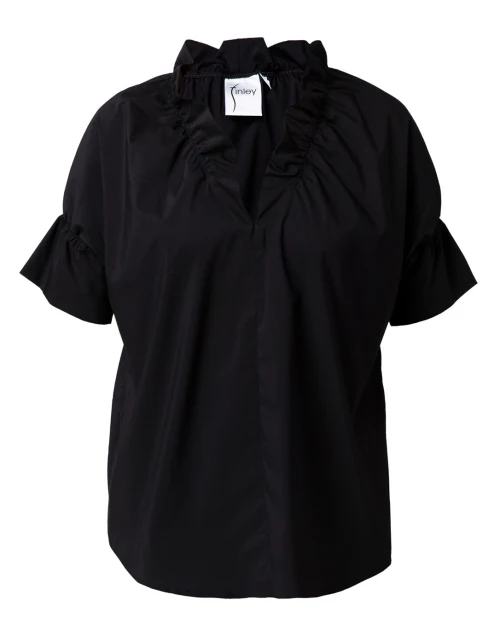 Crosby Black Silky Poplin Top