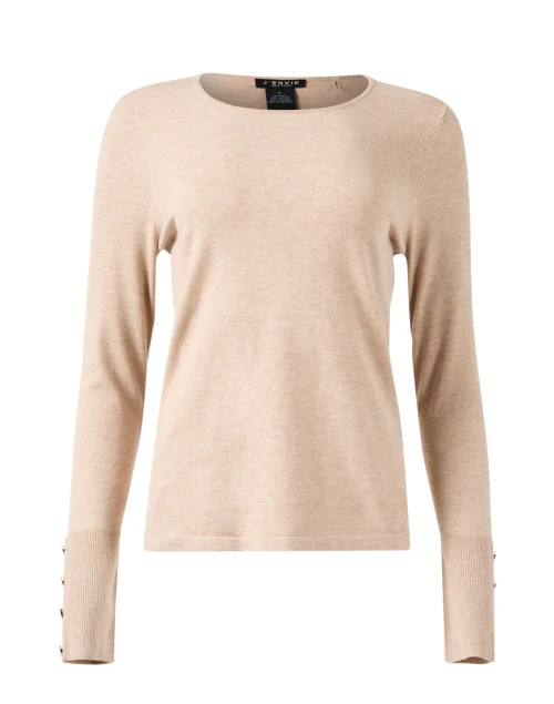 Tan Knit Button Cuff Top