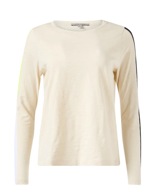 Cream Cotton Mesh Stripe Top