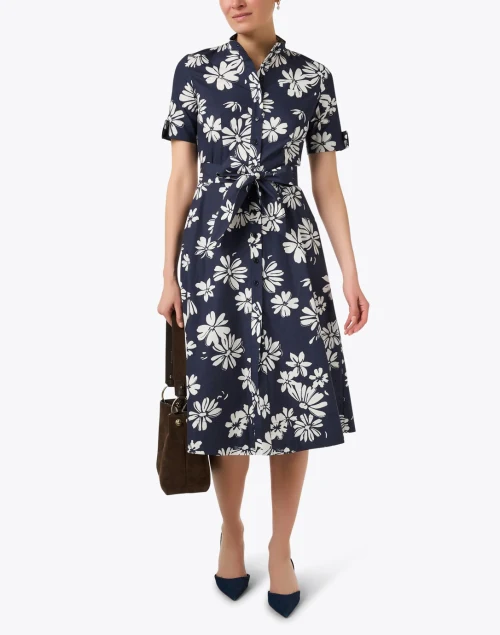 Ricochet Navy Floral Print Cotton Dress