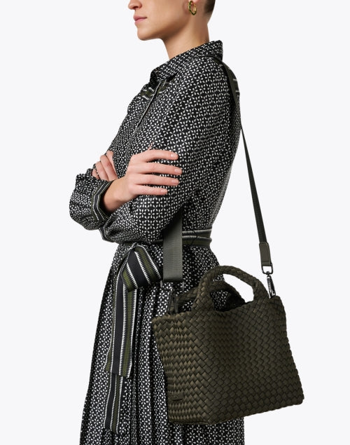 St. Barths Small Olive Green Woven Handbag