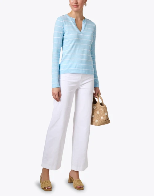 Blue and White Striped Top
