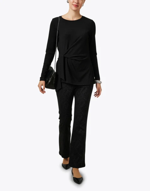 Black Pima Cotton Tie Tunic Top