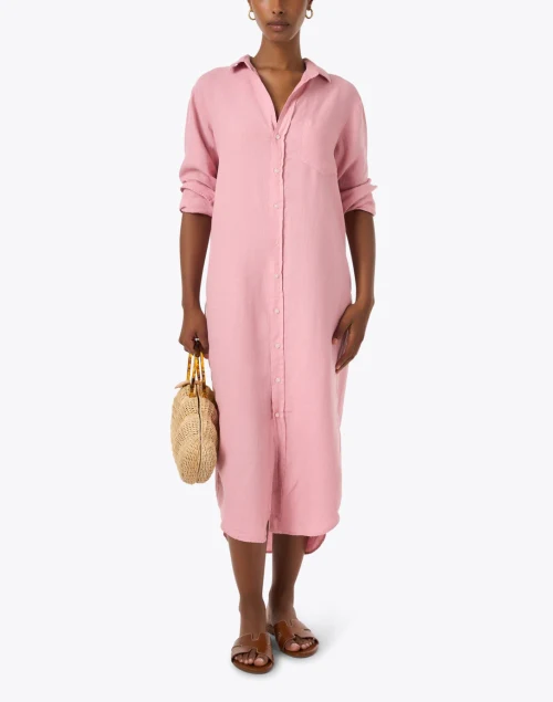 Rory Pink Linen Shirt Dress