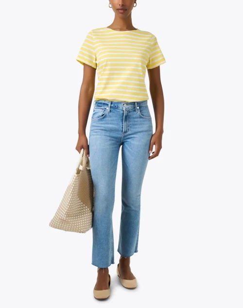 Etrille Yellow and White Striped Cotton Tee