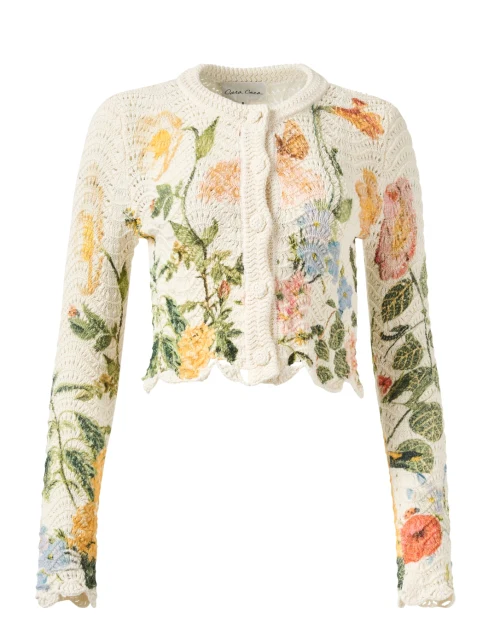 Jolene White Floral Crochet Cardigan