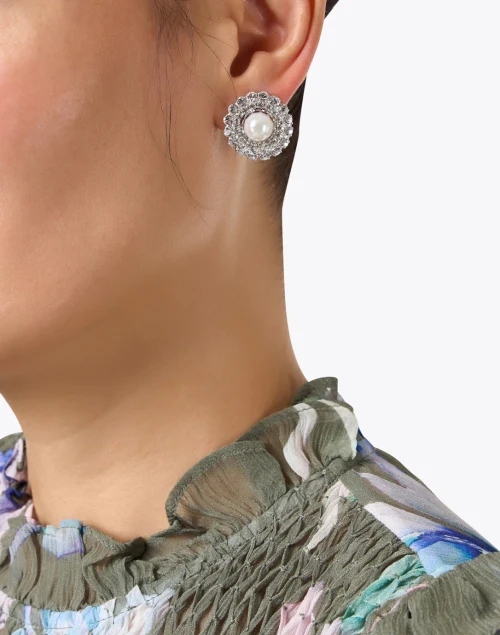 Margalo Crystal Pearl Stud Earrings