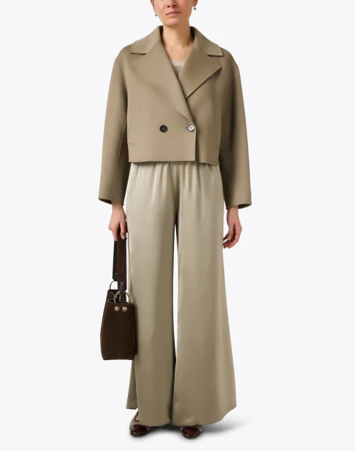 Olive Wool Cropped Coat