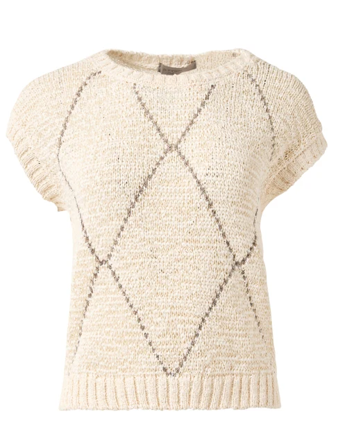 Avorio Beige Diamond Knit Top