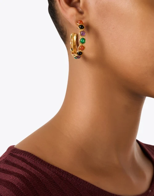 Winter Multi Stone Hoop Earrings