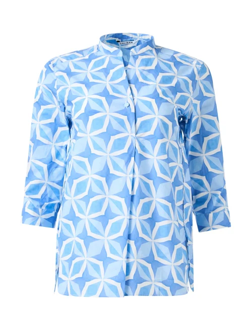 Blue Geo Print Cotton Blouse