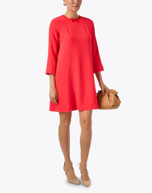 Tara Poppy Red Wool Crepe Dress