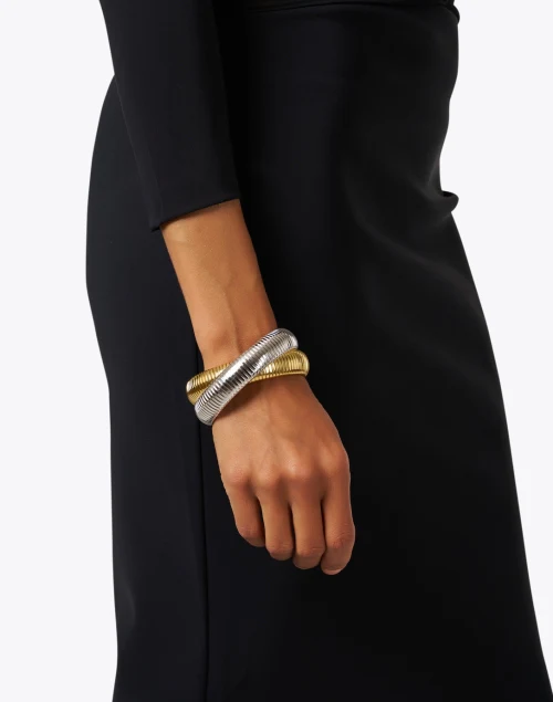 Double Gold and Rhodium Cobra Bracelet