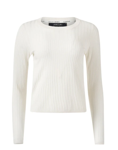 White Rib Knit Sweater