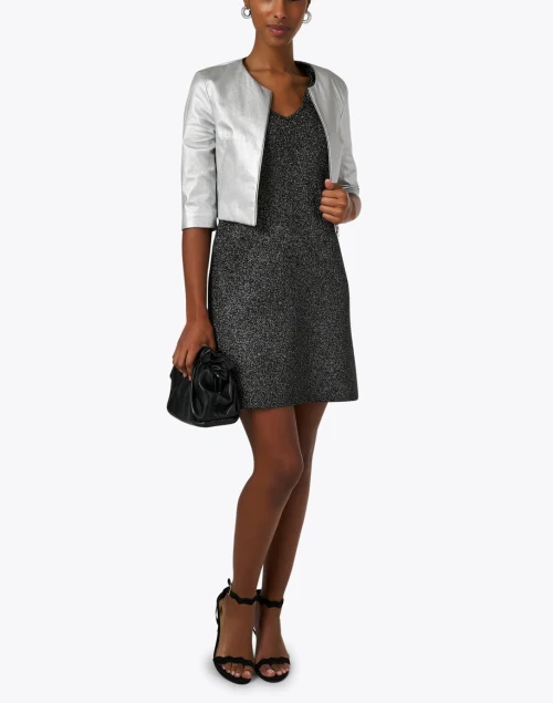 Mica Silver Leather Cropped Jacket