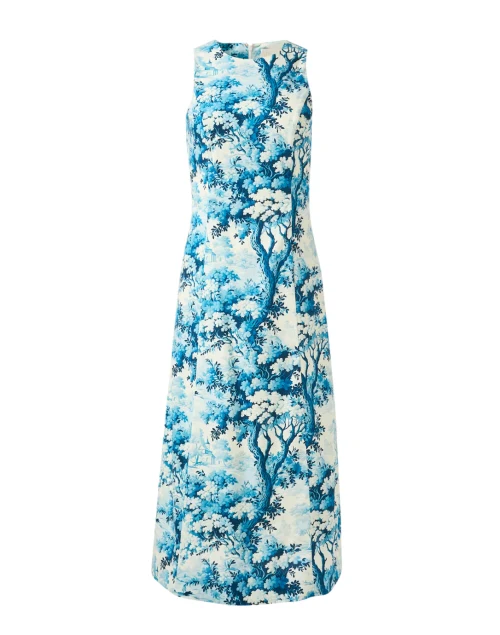Louisa Ivory and Blue Print Dress