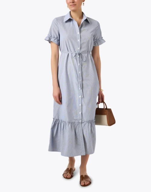 Carly Navy and White Striped Shirt Dress