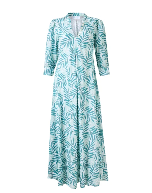 Daphne Turquoise Palm Print Maxi Dress