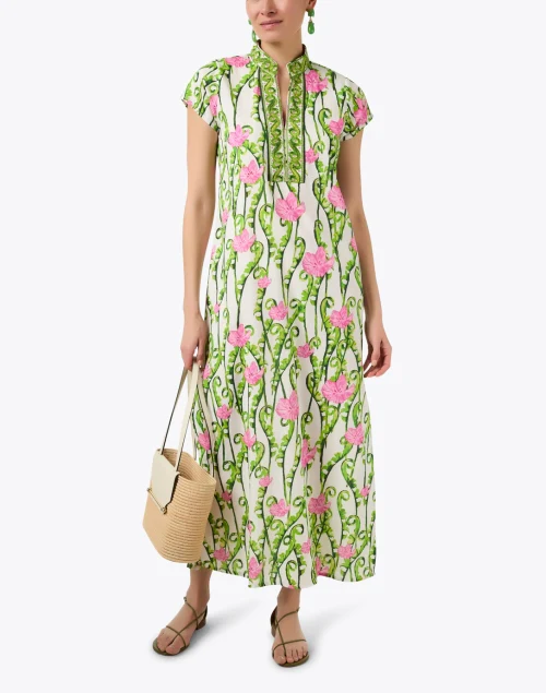 Pink and Green Print Dress