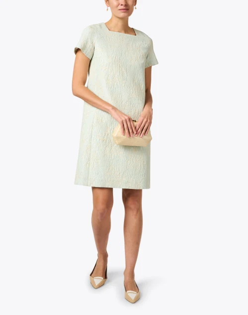 Amande Light Green Jacquard Shift Dress